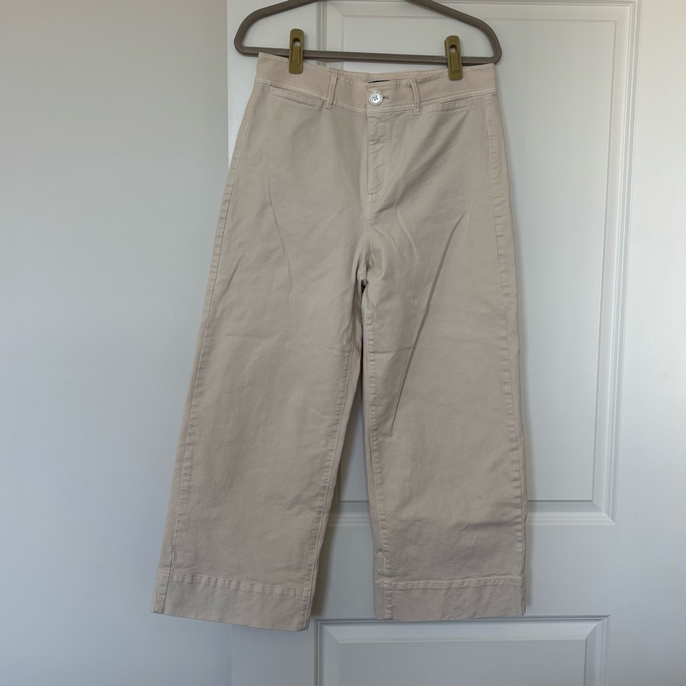 Ann Taylor Cream Wide Leg Jeans